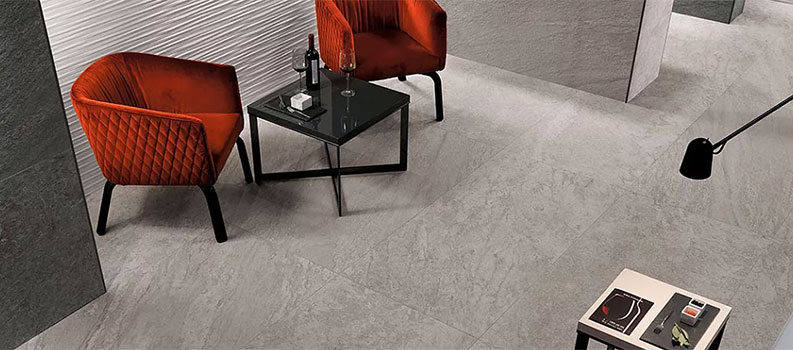 Керамогранит Brave (Atlas Concorde), под камень, в серой цветовой гамме, имеет 