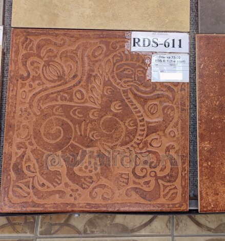 Плитка Родос коричневая декоративная 33x33 фото 2