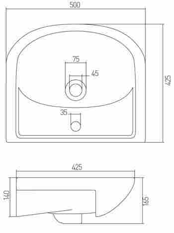 Акватон Акватоп 50 Раковина встраиваемая с отверстием под смеситель фото 2