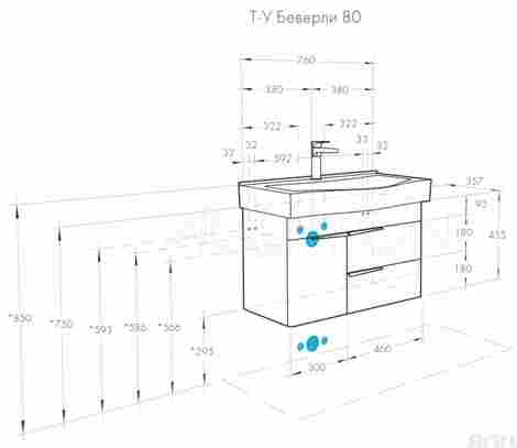 Акватон Беверли 80 Тумба подвесная с раковиной Беверли 80 фото 2