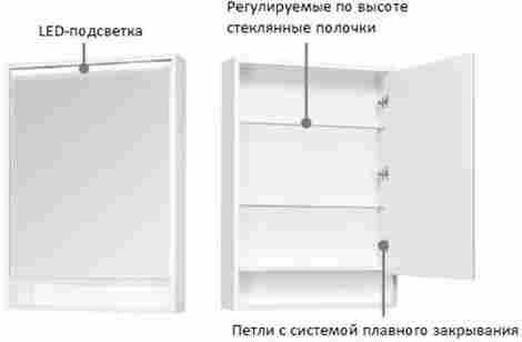 Акватон Капри 60 Зеркало-шкафчик Белый глянец фото 4