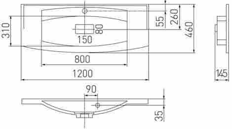 Акватон Милан М 120 Раковина встраиваемая с отверстием под смеситель фото 2