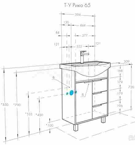 Акватон Рико 65 Тумба напольная с раковиной Смайл 65 фото 2