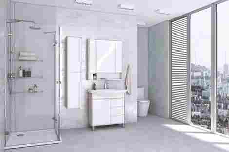 Акватон Рико 80 Зеркало-шкафчик, белый/ясень фабрик фото 3