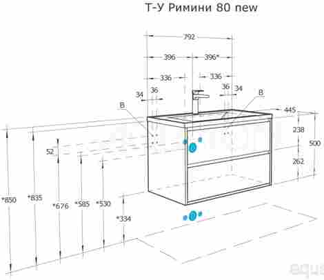 Акватон Римини 80 Тумба подвесная с раковиной Айрис 80, белый глянец фото 2