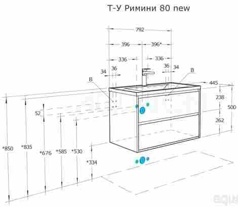 Акватон Римини 80 Тумба подвесная с раковиной Айрис 80, черный глянец фото 2