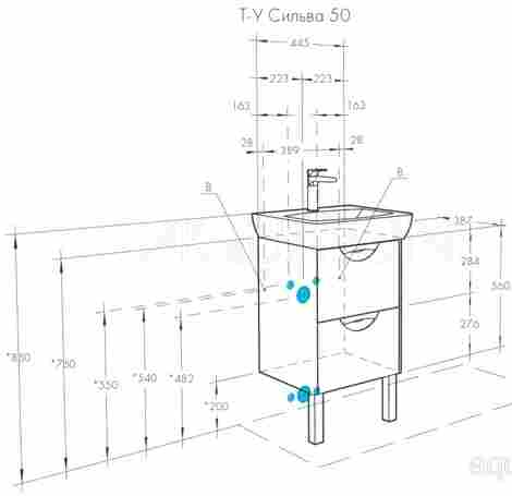 Акватон Сильва 50 Тумба с раковиной Нео 50, Дуб макиато фото 2