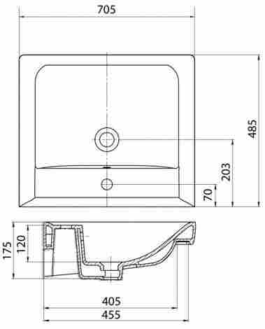 Акватон Тигода 70 Раковина встраиваемая с отверстием под смеситель фото 2