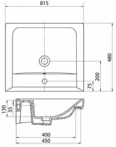 Акватон Тигода 80 Раковина встраиваемая с отверстием под смеситель фото 2