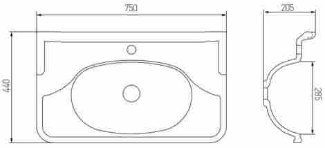 Акватон Венеция 75 Раковина встраиваемая с отверстием под смеситель фото 2