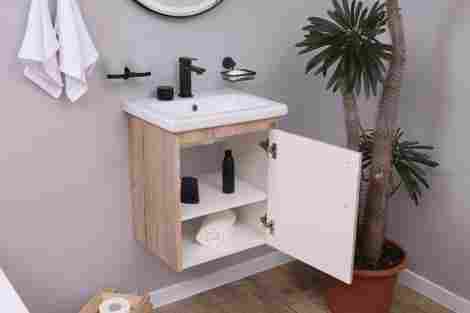 Alcora Mabel 50 Тумба под раковину Como/Moduo 50 подвесная, дуб галифакс фото 3