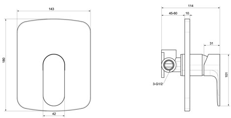 Aquatek Альфа смеситель для душа встраиваемый (внешняя и скрытая часть) фото 2
