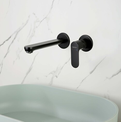 Aquatek Альфа Смеситель для раковины встраиваемый (внешняя и скрытая часть), матовый черный фото 3