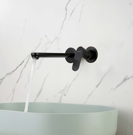 Aquatek Альфа Смеситель для раковины встраиваемый (внешняя и скрытая часть), матовый черный фото 4