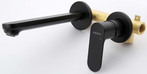 Aquatek Альфа Смеситель для раковины встраиваемый (внешняя и скрытая часть), матовый черный фото 5