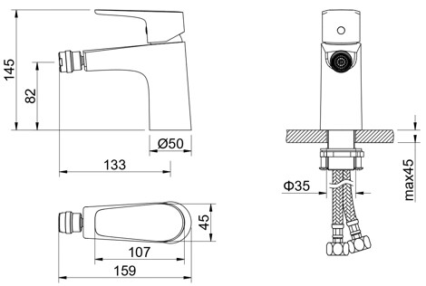 Aquatek Бетта смеситель для биде однорычажный, матовый черный фото 2