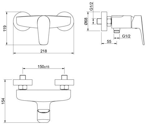 Aquatek Бетта смеситель для душа настенный, оружейная сталь фото 2