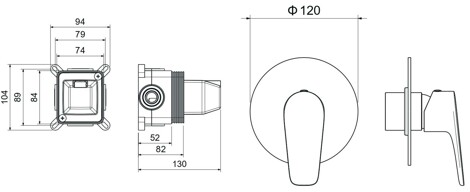 Aquatek Бетта смеситель для душа встраиваемый (внешняя и скрытая часть) фото 2