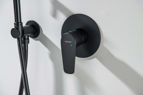 Aquatek Бетта смеситель для душа встраиваемый (внешняя и скрытая часть), матовый черный фото 3