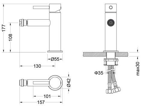 Aquatek Европа смеситель для биде однорычажный, оружейная сталь фото 2