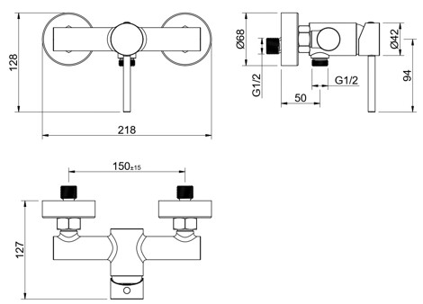 Aquatek Европа смеситель для душа настенный, оружейная сталь фото 2