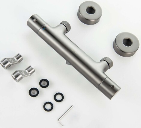 Aquatek Европа смеситель для душа термостатический, оружейная сталь фото 5