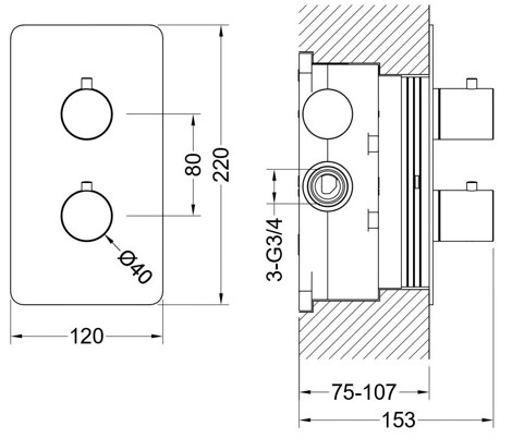 Aquatek Европа смеситель для душа встраиваемый термостатический (внешняя и скрытая часть), матовый черный фото 2