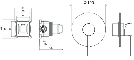 Aquatek Европа смеситель для душа встраиваемый (внешняя и скрытая часть), оружейная сталь фото 2