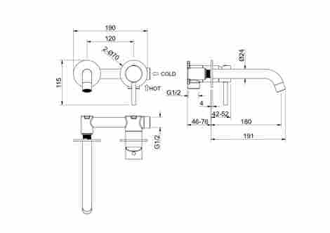 Aquatek Европа Смеситель для раковины встраиваемый (внешняя и скрытая часть), шлифованное золото фото 2