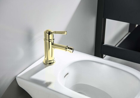 Aquatek Классик смеситель для биде однорычажный, шлифонванное золото фото 3