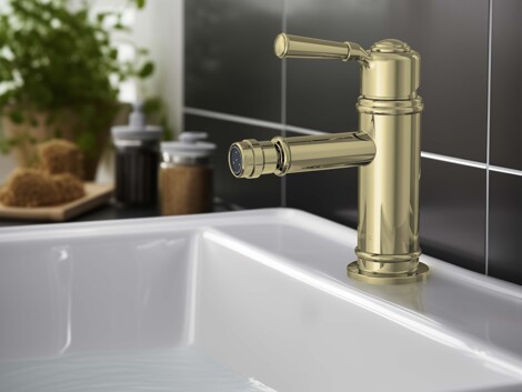 Aquatek Классик смеситель для биде однорычажный, шлифонванное золото фото 5