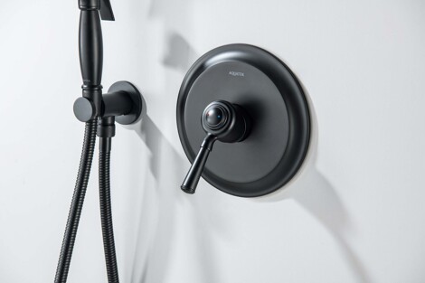 Aquatek Классик смеситель для душа встраиваемый (внешняя и скрытая часть), матовый черный фото 3