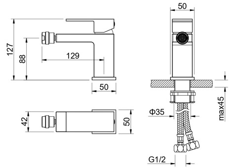 Aquatek Либра смеситель для биде однорычажный, матовый черный фото 2