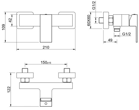 Aquatek Либра смеситель для душа настенный, матовый черный фото 2