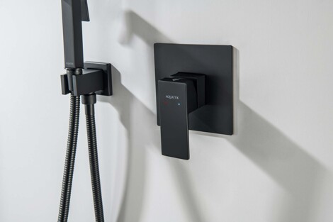 Aquatek Либра смеситель для душа встраиваемый (внешняя и скрытая часть), матовый черный фото 3