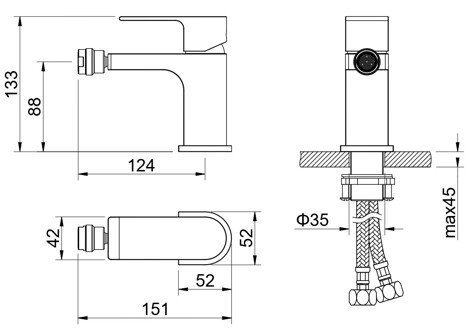 Aquatek Лира смеситель для биде однорычажный, матовый черный фото 2