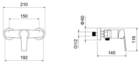 Aquatek Лугано смеситель для душа настенный фото 2