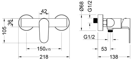 Aquatek Оберон смеситель для душа настенный, матовый черный фото 2