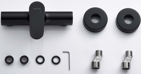 Aquatek Оберон смеситель для душа настенный, матовый черный фото 4