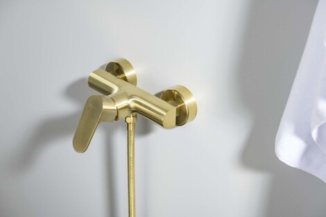 Aquatek Оберон смеситель для душа настенный, шлифованное золото фото 4