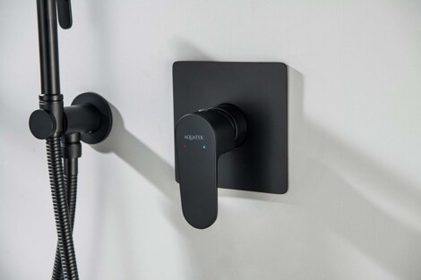 Aquatek Оберон смеситель для душа встраиваемый (внешняя и скрытая часть), матовый черный фото 3