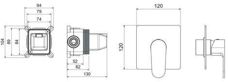 Aquatek Оберон смеситель для душа встраиваемый (внешняя и скрытая часть), шлифованное золото фото 2