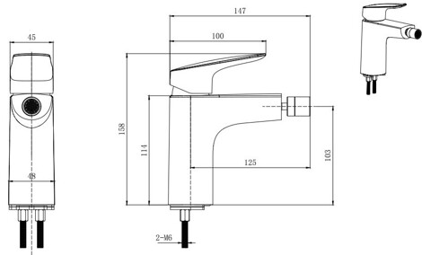 Aquatek Вега смеситель для биде однорычажный фото 2