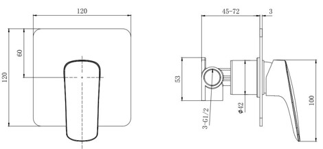 Aquatek Вега смеситель для душа встраиваемый (внешняя и скрытая часть), матовый черный фото 2