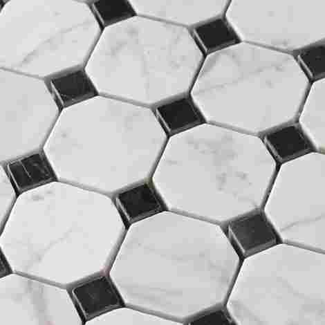 Мозаика Octagon Pattern Bionco Carrara/Nero Marquina 1,5х1,5 4,9х4,9 фото 2