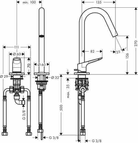 Axor Citterio M 160 Смеситель для раковины на 2 отверстия 34132000 фото 2