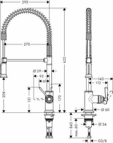 Axor Montreux Semi-Pro смеситель для кухни с гибким изливом 16582000 фото 2