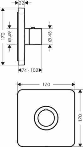 Axor ShowerSelect Highflow смеситель для душа встраиваемый, термостатический, внешняя часть 36711000 фото 2