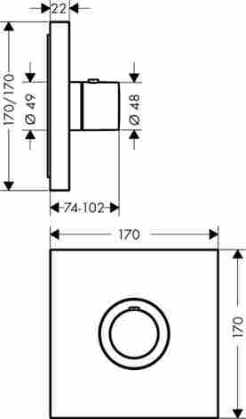 Axor ShowerSelect Highflow смеситель для душа встраиваемый, термостатический, внешняя часть 36718000 фото 2
