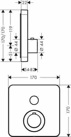 Axor ShowerSelect смеситель для душа встраиваемый на 1 потребитель, термостатический, внешняя часть 36705000 фото 2